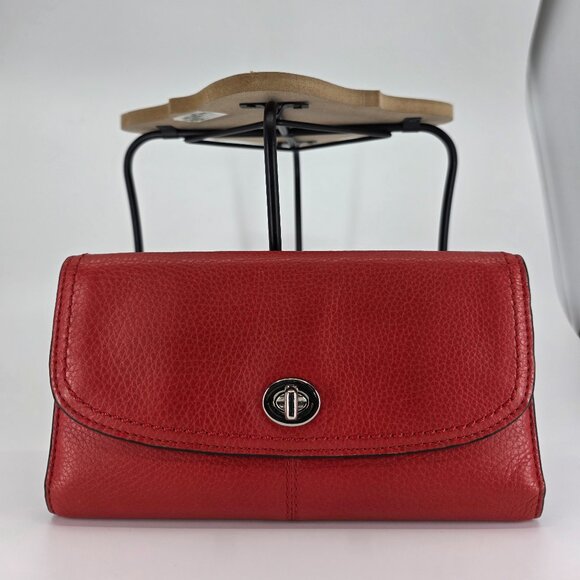 Coach Park Red Leather Turnlock Checkbook Wallet - Archival Heritage Piece - Picture 1 of 9